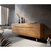 DELIFE Dressoir Anaya 175 cm natuur acacia 4 deuren L-onderstel roestvrij staal