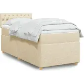 vidaXL Boxspring met matras stof crèmekleurig 80x200 cm