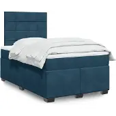 vidaXL Boxspring met matras fluweel blauw 120x200 cm