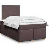 vidaXL Boxspring met matras stof donkerbruin 120x190 cm