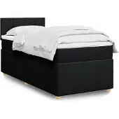 vidaXL Boxspring met matras stof zwart 100x200 cm