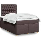 vidaXL Boxspring met matras stof donkerbruin 120x190 cm