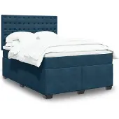 vidaXL Boxspring met matras fluweel blauw 140x190 cm