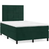 vidaXL Boxspring met matras fluweel donkergroen 120x190 cm