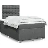 vidaXL Boxspring met matras stof donkergrijs 120x200 cm
