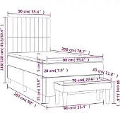 vidaXL Boxspring met matras stof donkerbruin 90x200 cm