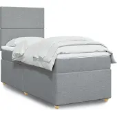 vidaXL Boxspring met matras stof lichtgrijs 80x200 cm