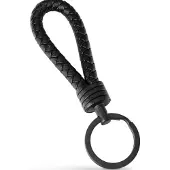 SERASAR Sleutelhanger [Strong], Zwart, Gemaakt van Leer met Roestvrijstalen Sleutelhanger