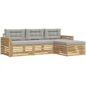 Syfax Buiten bankenset 4 pcs Wit en Lichtgrijs