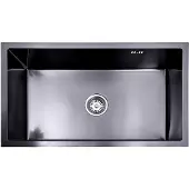 Lendo Online Spoelbak voor keuken 740x440x200mm (74x44x20cm) Zwart - Antraciet RVS - Roestvrij staal - Wasbak met waterafvoersysteem - Gootsteen + bevestigingshaken Binnenmaat 69x39cm