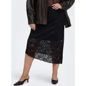 ONLY Carmakoma Carcalliope Midi-rok Dames Zwart M-46/48
