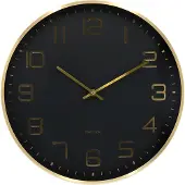 Karlsson Elegance Glow, Wandklok, Digitale klok, Rond, Zwart, Goud, Aluminium, Batterij