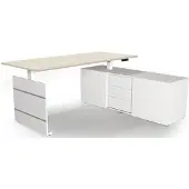 Kerkmann Move 3 Zit-sta-bureau Vrije vorm Esdoorn T-Voet 3 Lades 1,800 (B) x 800 (D) x 1.200 (H) mm Hout