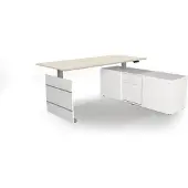 Kerkmann Büromöbelfabrik Kerkmann Move 3, elektrisch verstelbaar bureau, esdoornhout, wit, rechthoekig, zilverkleurig frame, 180,0 x 80,0 cm
