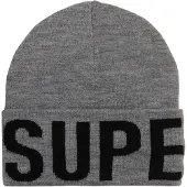 Superdry Gebreide Beanie met Merklogo Silver Grootte: 1SIZE