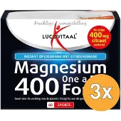 Lucovitaal 3x Magnesium Citraat Poeder 400mg (60 zakjes)