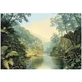 WALLARENA - Fotobehang - 150x105 cm - Dschungel natuur groen slaapkamer salon vliesbehang