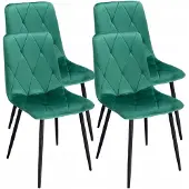 Jumi 4 x Gestoffeerde Stoel, gewatteerd fluweel, modern