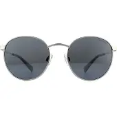 Polaroid ronde unisex palladium grijze zilveren spiegel gepolariseerde zonnebril