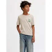 Jack & Jones JUNIOR T-shirt met backprint - beige Jongens Katoen Ronde hals - maat 176