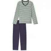 Schiesser Pyjama 'Casual Essentials' marine / groen / wit
