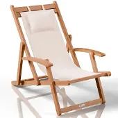 Juskys Ligstoel Tavira - Opvouwbaar - Acaciahout - Crème