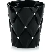 Polnix - Glanzende Keramische Bloempot - Zwart - 15 cm - Met Strass