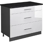 Vicco Keukenonderkast Fame-Line, Wit Hoogglans/Antraciet, 100 cm, WB Antraciet