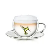 Creano thermo-mok "Hummi" voor thee/latte macchiato, dubbelwandig, met kolibri-motief | 250ml in exclusieve geschenkverpakking, groen