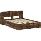 vidaXL Bedombouw met opslag Gerookt eiken 150 x 200 cm Bewerkt hout