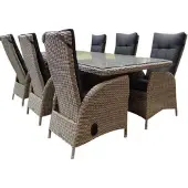 AVH-Collectie Menorca dining tuinset 220x100xH78 cm verstelbaar 7-delig kobo grijs