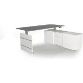 Kerkmann Move 3 Tube Zit-sta-bureau Grafiet T-Voet 3 Lades 1.860 (B) x 1.650 (D) x 1.200 (H) mm