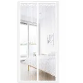 INF Magnetisch muggennet deurgordijn, 90x210cm, wit - zelfklevend met magnetische sluiting