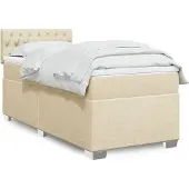 vidaXL Boxspring met matras stof crèmekleurig 100x200 cm