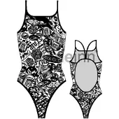 Turbo Stickers Swimsuit Wit,Zwart 5XL Vrouw