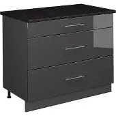 Vicco Keukenonderkast Fame-Line, Antraciet Hoogglans/Antraciet, 100 cm, WB Antraciet