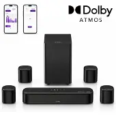 Ultimea Aura serie - 7.1 Soundbar voor TV met Dobly Atmos, Surround Sound Systeem met 5,25" Subwoofer, 4 surroundluidsprekers, zwart