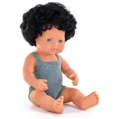Miniland European Curly Brown Baby Boy Doll 38 Cm Grijs Kinderen