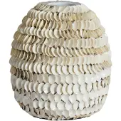 Light & Living Light&living Vaas deco Ø33x35 cm SARRIA bamboe+schelp crème