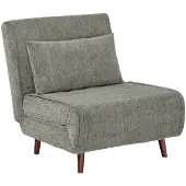 Sweeek Fauteuil van chenille stof met slaapfunctie houten poten Groen