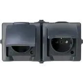 Sencys Spatwaterdicht Stopcontact Denver Horizontaal Penaarde 2-polig Antraciet Ip44