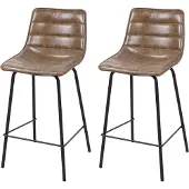 Urban Living “BROOKLYN” SET VAN 2 BARSTOELEN IN LEDERLOOK TILIA 44X47XH66/95CM