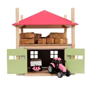 Kids Globe Houten Hooiberg met Berging 1:32 - Roze