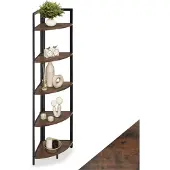 TecTake - Hoekkast Castlebar 30x30x150cm - donkerbruin - 404771