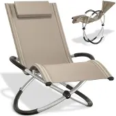 TecTake - ligstoel ligbed zonnebed - ergonomisch, opvouwbaar - Draagkracht 150 kg - beige -