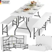 TecTake - Campingtafelset - Picknicktafelset - Campingmeubel set - Opklapbaar - Compact op te bergen - wit