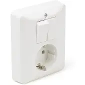 Peha Stopcontact met schakelaar | (Inbouw, Randaarde, Serie, Wit)