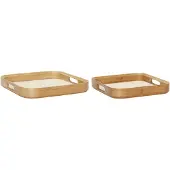 Hubsch Canvas Dienbladen Vierkant Naturel (set van 2)