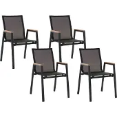Beliani TIANO - Tuinstoelen set van 4 - Zwart - Aluminium