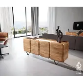 DELIFE Sideboard Kiano 175 cm Acacia Natuur 4 Deuren V-voet Zwart Roomdivider